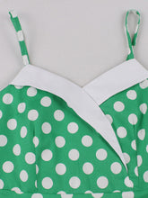 Load image into Gallery viewer, Green And White Plaid Spaghetti Straps Vintage 1950s Swing Dress
