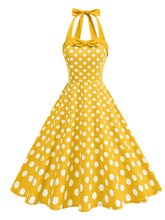 Load image into Gallery viewer, 1950s Vintage Polka Dot Halter Rockabilly Swing Dress