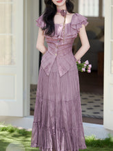 Load image into Gallery viewer, Lilac Off-The-Shoulder Ruffle Maxi Dress Set