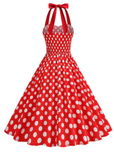 Load image into Gallery viewer, 1950s Vintage Polka Dot Halter Rockabilly Swing Dress