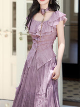 Load image into Gallery viewer, Lilac Off-The-Shoulder Ruffle Maxi Dress Set
