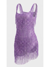Load image into Gallery viewer, Purple 1920s Sequin Flapper Great Gatsby Dress with Fringe