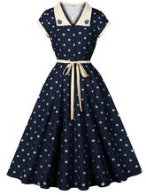 Load image into Gallery viewer, Sunny Dots Vintage Orange Full-Skirted Swing Dress with Headband