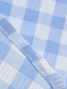 Blue And White Plaid Strap Classis Style 1950S Vintage Dress Set