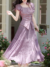 Load image into Gallery viewer, Lilac Off-The-Shoulder Ruffle Maxi Dress Set