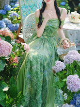 Load image into Gallery viewer, Forest Green Butterfly Print Lace Off-Shoulder Sweetheart Maxi Dress