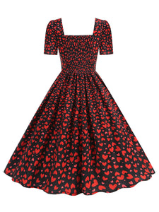 Pink Square Neck Sweet Heart Swing 1950S Vintage Dress