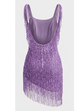Load image into Gallery viewer, Purple 1920s Sequin Flapper Great Gatsby Dress with Fringe