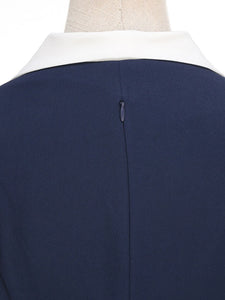 Sweet Navy Sailor Collar Short Sleeve Swing Vintage Dress with Hat Set