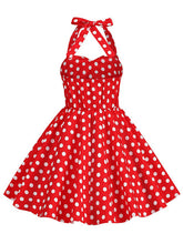 Load image into Gallery viewer, Kids Little Girls' Dress Bow Halter Polka Dots Sleeveless Cotton 1950S Vintage Dress