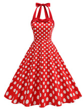 Load image into Gallery viewer, 1950s Vintage Polka Dot Halter Rockabilly Swing Dress