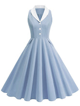 Load image into Gallery viewer, 1950s Vintage Peter Pan Collar Sleeveless Retro Swing Dress