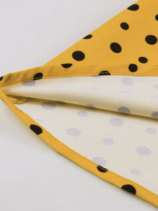 Butterflies Vintage Yellow Polka Dot Dress with a Bow-Tied Neckline