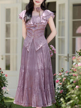 Load image into Gallery viewer, Lilac Off-The-Shoulder Ruffle Maxi Dress Set
