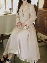 Load image into Gallery viewer, Grey Classic Vintage Lapel Double Layered Hem Swing Dress with Detachable Cape