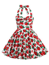 Load image into Gallery viewer, Kids Little Girls' Dress Bow Halter Strawberry Sleeveless Cotton 1950S Vintage Dress