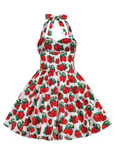 Load image into Gallery viewer, Kids Little Girls' Dress Bow Halter Strawberry Sleeveless Cotton 1950S Vintage Dress