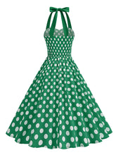 Load image into Gallery viewer, 1950s Vintage Polka Dot Halter Rockabilly Swing Dress