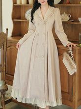 Load image into Gallery viewer, Red Classic Vintage Lapel Double Layered Hem Swing Dress with Detachable Cape