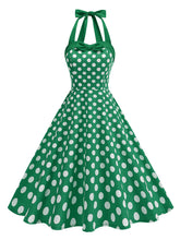 Load image into Gallery viewer, 1950s Vintage Polka Dot Halter Rockabilly Swing Dress