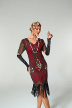 Load image into Gallery viewer, V Neck Sequined Beaded Tassels 1920S Gatsby Dress
