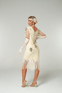 V Neck Sequined Beaded Tassels 1920S Gatsby Dress
