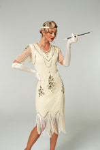 Load image into Gallery viewer, V Neck Sequined Beaded Tassels 1920S Gatsby Dress