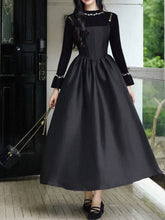 Load image into Gallery viewer, 2 Piece Black Retro Suspender Dress with Black Hand Sewn Pearls Sweater