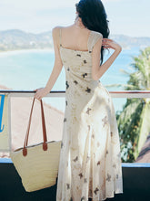 Load image into Gallery viewer, 2PS White Butterfly Print Suspender Print Vintage Dress and Cardigan Suit