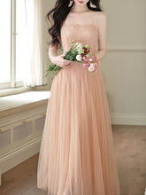 Load image into Gallery viewer, Balletcore Style Pink Mesh Flared Spaghetti Strap Maxi Dress