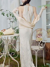 Load image into Gallery viewer, 2PS White Flower Handmade Vintage 1940S Dress and Cardigan Suit