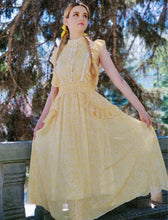 Load image into Gallery viewer, Yellow Floral Print Fuffles Vintage Princess Chiffon Maxi Dress