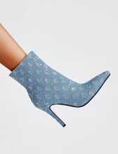 Load image into Gallery viewer, 10CM Luxury Denim Sequined Ankle Boots Vintage Shoes