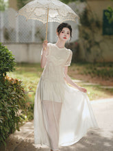 Load image into Gallery viewer, Cream Vintage Victorian Lace Maxi Dress