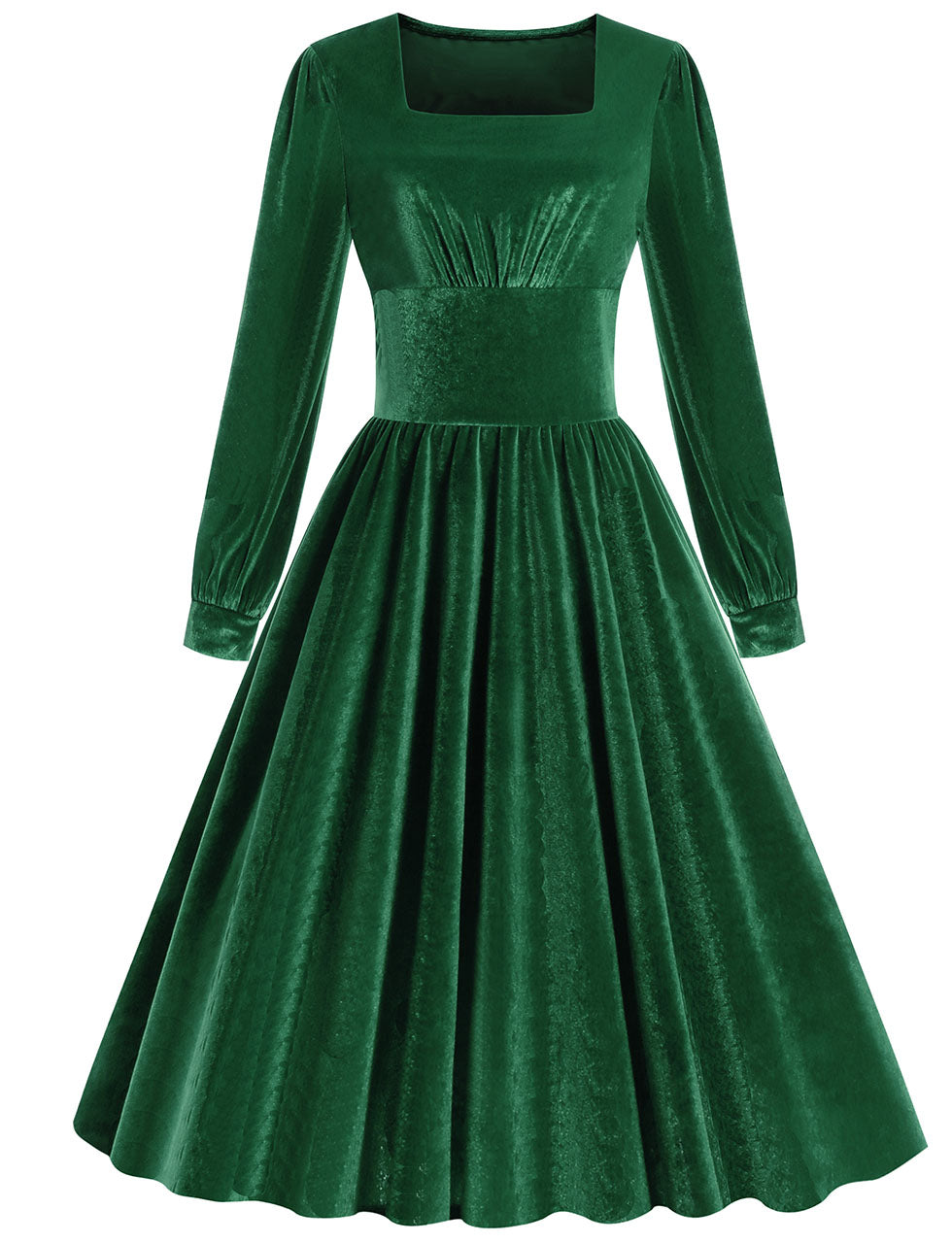 slim fit dress slacks Zapaka Women 1950s Swing Dress Green A-Line Velvet Vintage Dress, Dark Green / L