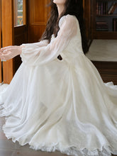 Load image into Gallery viewer, White Lace Square Collar Long Sleeve 1950S Vintage Swing Dress