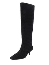 Load image into Gallery viewer, Women&#39;s Suede Knit High Heel Knee High Boots Vintage Shoes