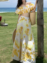 Load image into Gallery viewer, Women&#39;s Bohemian White Off The Shoulder Hollow Lace Boho Skirt Suit