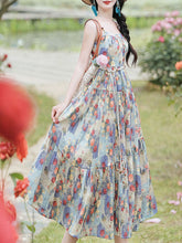 Load image into Gallery viewer, 2PS Ethereal Garden Party Floral Spaghetti Strap Dress with  Crochet Cover-Up