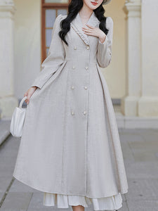 1950S Grey Bow Vintage Cape Long Dress Coat