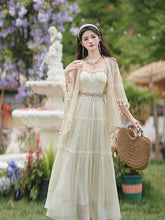 Load image into Gallery viewer, White Bohemian Embroidered Retro Maxi Dress 1970S Vintage Set