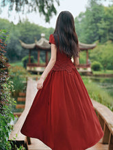 Load image into Gallery viewer, Red Cheongsam Cap Sleeve Lace Vintage Dress