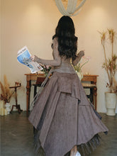 Load image into Gallery viewer, 1950S Vintage Brown Rose Top and Irregular lace Swing Skirt Set