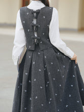 Load image into Gallery viewer, 3PS Preppy Set White Button-Down Shirt with Grey Woollen Sleeveless Vest and Swing Skirt