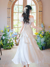 Load image into Gallery viewer, Off Shoulder Ruffle White Dress