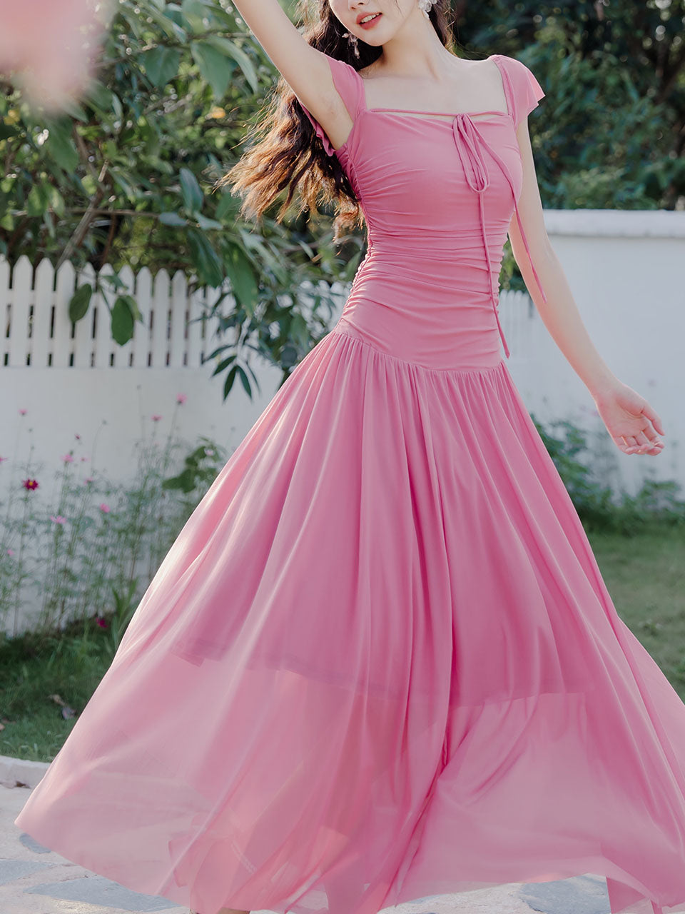 Sweet Pink Square Collar Balletcore Dress – Jolly Vintage