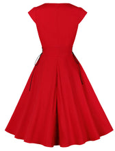 Load image into Gallery viewer, Red Halloween Spider Embroidery Cap Sleeve 1950S Swing Dress