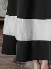 Load image into Gallery viewer, Black and White Pleated Vintage Elegant Swing Dress