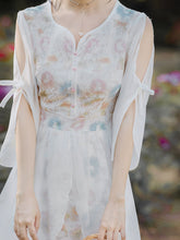 Load image into Gallery viewer, White Lace V Neck Off Shoulder Sleeve Vintage Dress