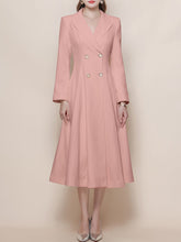 Load image into Gallery viewer, White Vintage Style Double Breasted Trench Dress Coat